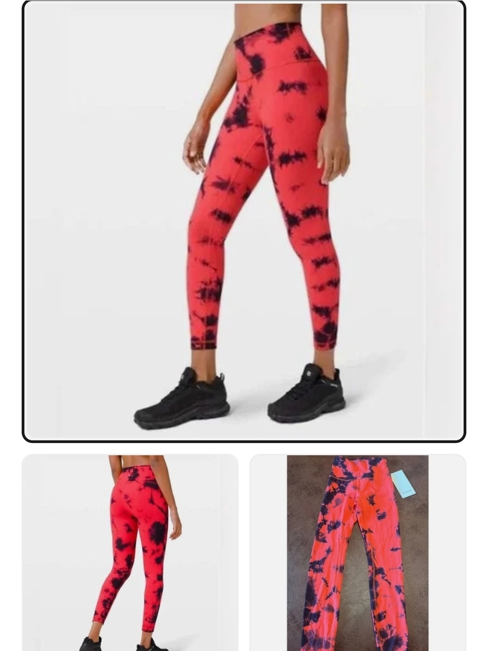 lululemon athletica Kids Tie-Dye High-Rise Leggings - Red & Black